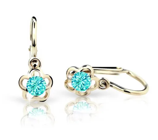 Cutie Jewellery Zlaté dětské náušnice C1945-10-X-1 světle zelená