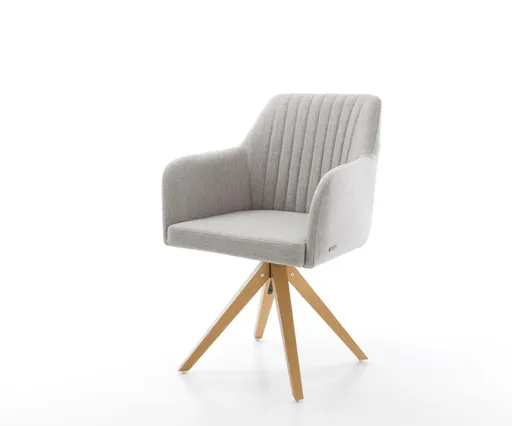 Otočná židle Greg-Flex světle šedá plochá tkanina dřevěná