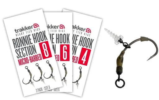 Trakker návazce koncová část ronnie hook section barbed 3 ks - velikost háčku 4