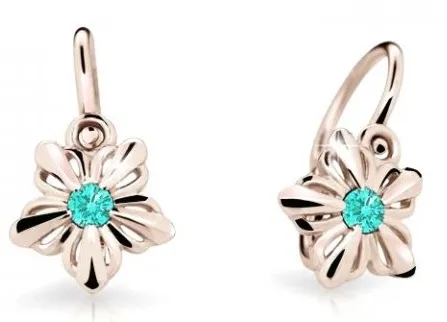 Cutie Jewellery Dětské kytičkové náušnice z růžového zlata C2238-10-X-4 světle zelená