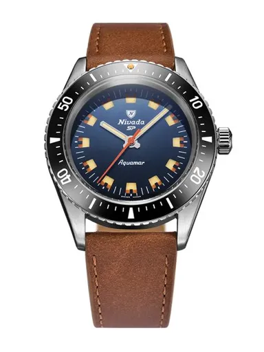 Nivada Grenchen Aquamar Blue - Brown Leather