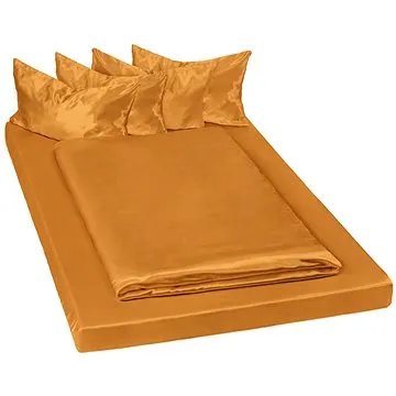 Tectake Ložní povlečení mikrosatén 200x150cm 6-dílné, hnědá (401394)