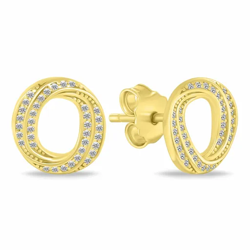 Brilio Silver Moderní pozlacené náušnice kruhy se zirkony EA1052Y