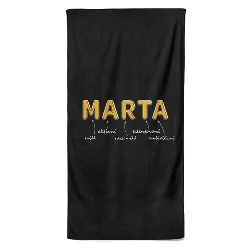 Osuška Ženská jména – GOLD (Jméno: Marta, Velikost osušky: 100x170cm)
