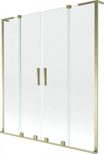MEXEN/S Velar L Duo dvoukřídlá posuvná vanová zástěna 160 x 150, transparent, zlatá 896-160-003-02-50