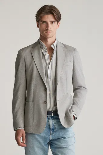 BLEJZR GANT SLIM TWO-TONE JERSEY BLAZER GRAPHITE