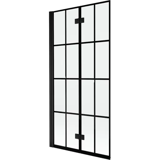 MEXEN MIST vanová zástěna 90x150 cm 6mm 2-s, černá, dekor, levá 8A9-090-002-70-77-L