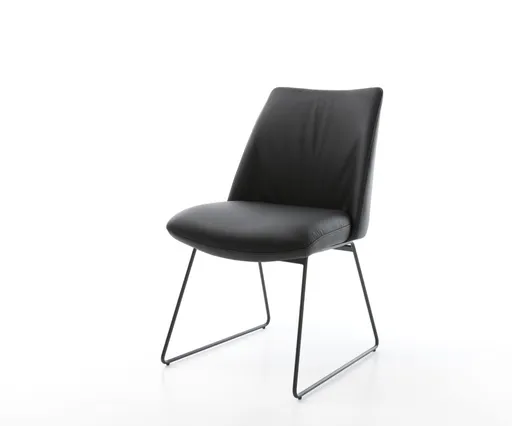 Jídelní židle Elso-Flex tenká podnož kovová černá pravá kůže