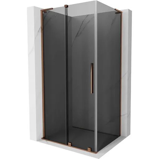 MEXEN/S Velar L sprchový kout, posuvné dveře 110 x 90, grafit, růžové zlato 871-110-090-43-60