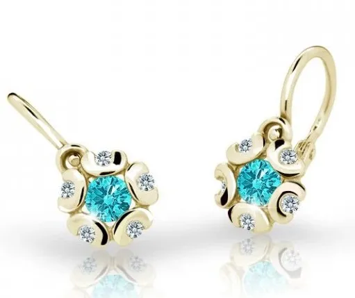 Cutie Jewellery Zlaté dětské náušnice C2178-10-X-1 světle zelená