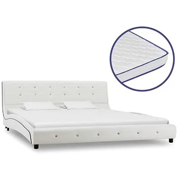 Shumee S matrací z paměťové pěny bílá umělá kůže 160×200 cm, 277557 (277557)