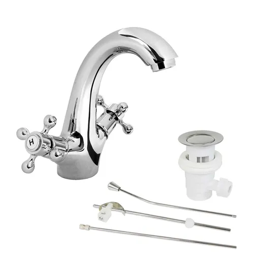 Mereo Umyvadlová stojánková baterie, Retro Viktorie, s výpustí, chrom CBL101