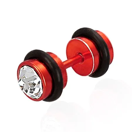 Falešný piercing červený se zirkony