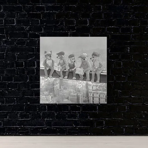 Obraz Psi na traverze (Rozměr obrazu: 70x70)