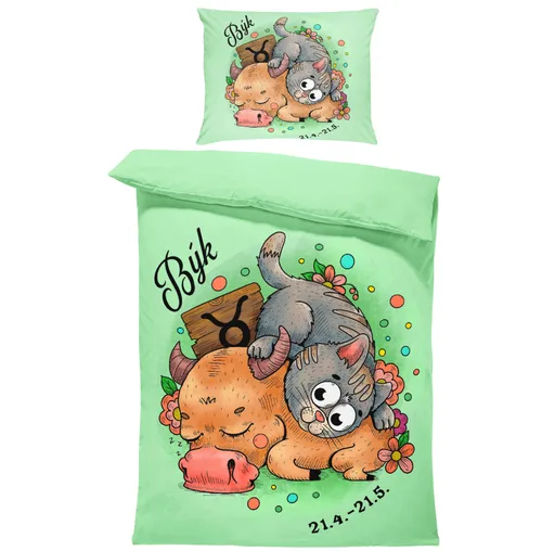 Povlečení Kočičí znamení – býk (Rozměr : 1x140/220 + 1x90/70)