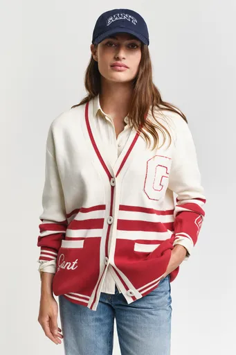 KARDIGAN GANT VARSITY CARDIGAN CREAM