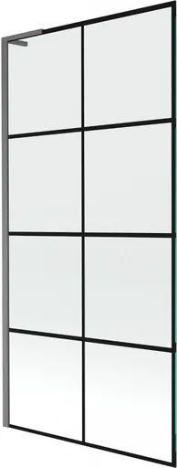 MEXEN/S Next L vanová zástěna FIX 90 x 150, černá vzor,  grafit kartáčovaná 895-090-000-03-77-66