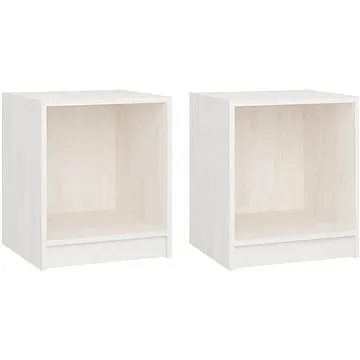 SHUMEE Noční stolky 2 ks bílé 35,5 × 33,5 × 41,5 cm masivní borové dřevo, 809922 (809922)