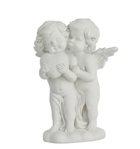 Bílá dekorace andílků se srdcem - 10*7*16 cm J-Line by Jolipa