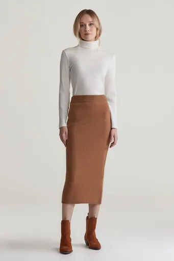 SUKNĚ GANT WOOL KNIT SKIRT CACAO