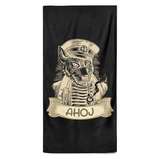 Osuška Vlčí kapitán – černá (Velikost osušky: 70x140cm)