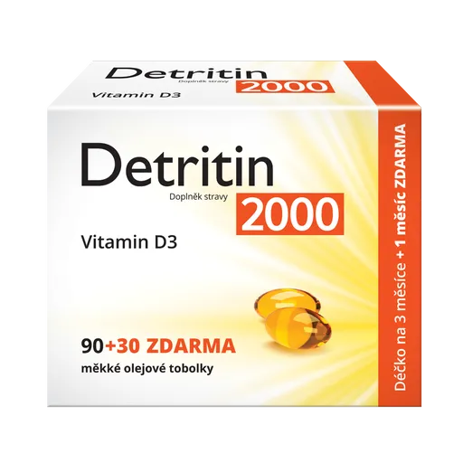 Detritin Vitamin D3 2000 IU 90+30 měkkých tobolek