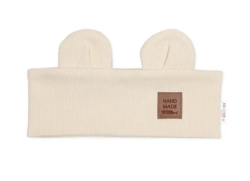 Baby Nellys Čelenka Teddy s oušky pro děti Hand Made - krémová, 1-3 roky