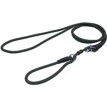 Bafpet Lanové vodítko s kůží a obojkem, nikl - Zelené, 10mm × 150-270cm, 15792 (15792_KHAKI)