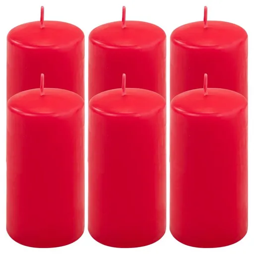 Červená parafínová svíčka 11,5 cm, 30 h hoření, sada 6 ks