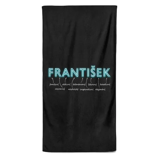 Osuška Mužská jména – NEON (Jméno: František, Velikost osušky: 70x140cm)