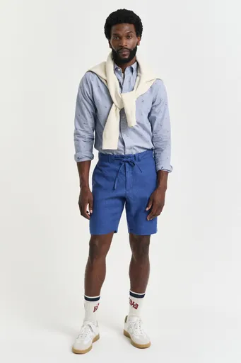 ŠORTKY GANT RELAXED LINEN DS SHORTS RICH BLUE