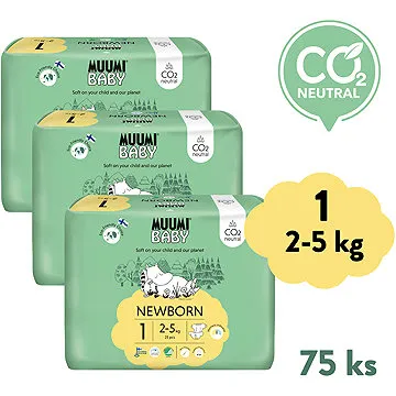 MUUMI BABY Newborn vel. 1 - měsíční balení (75 ks) (8594184020289)