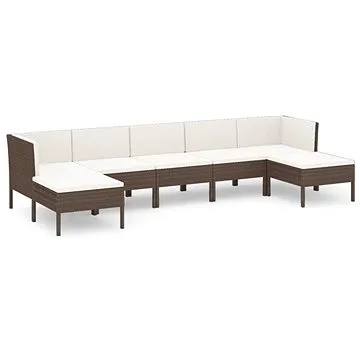 7dílná zahradní sedací souprava s poduškami polyratan hnědá, 3094539 (3094539)