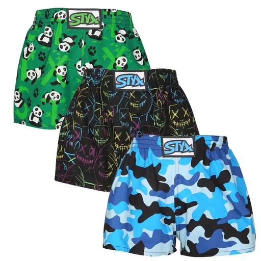 Styx 3PACK dětské trenky art klasická guma vícebarevné (3J18023) 4-5 let