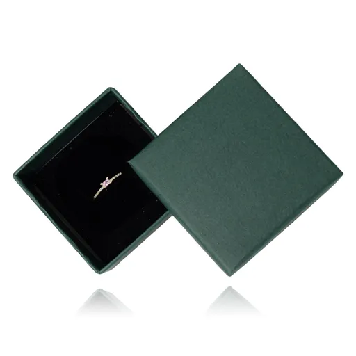 Tmavě zelená dárková krabička na šperky ve tvaru čtverce