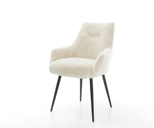 Jídelní židle Alja-Flex s područkami plyšový manšestr krémová