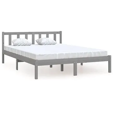 Rám postele šedý masivní borovice 120 × 190 cm malé dvojlůžko, 810054 (810054)