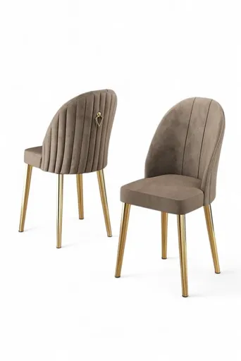 Sada židlí (4 kusy) Mara - Cappuccino, Gold