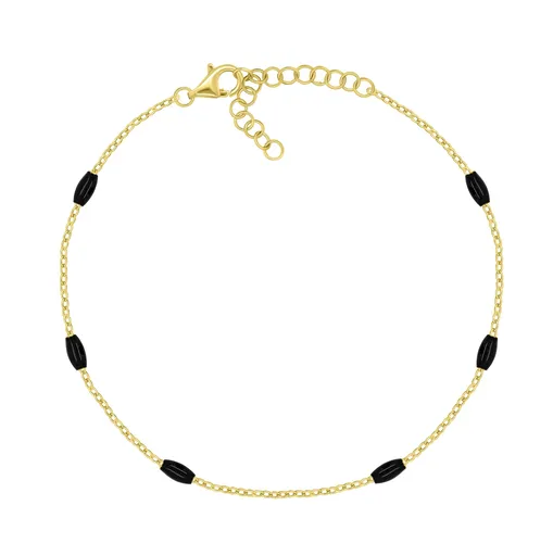 Brilio Silver Pozlacený náramek s černými korálky BRC229YBC