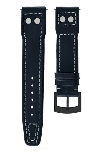 Kožený řemínek Biatec Pilot | Modrý - 20 mm - Černá