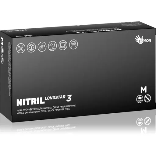 Espeon Nitril Longstar3 Black nitrilové nepudrované rukavice velikost M 2x50 ks