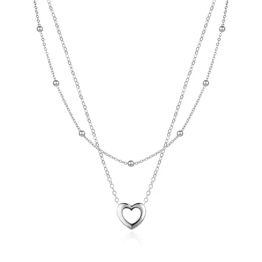 Agato Dvojitý stříbrný náhrdelník se srdíčkem AGS1552