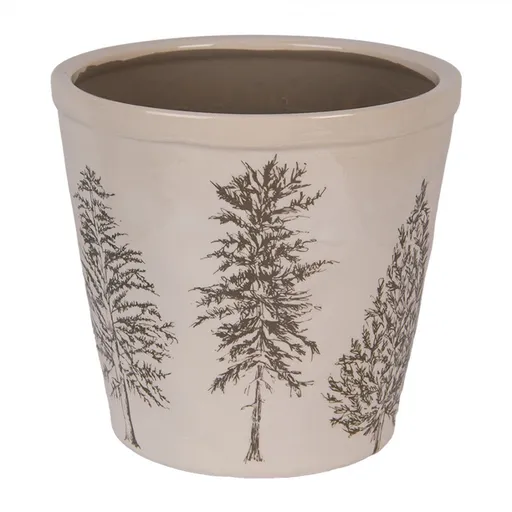 Béžový obal na květináč se stromky Natural Pine Trees XL - Ø 21*20 cm Clayre & Eef
