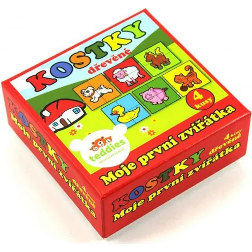 Kostky Moje první zvířátka dřevo 4ks