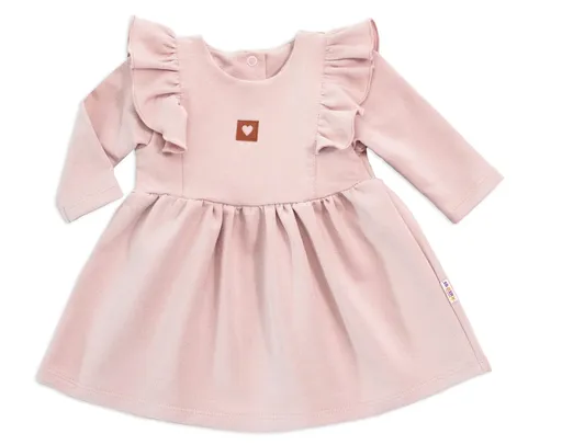Baby Nellys Dětské teplákové šaty, tunika Vintage Love - starorůžové. vel. 68