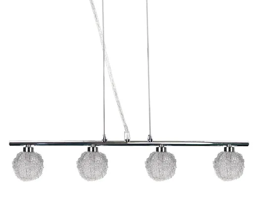 Závěsná lampa chromovaná skleněná koule v opletení 4x40W Wind
