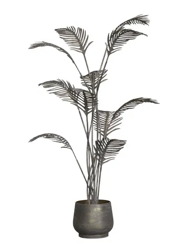 Mosazná antik kovová dekorace květina v květináči - 53*94 cm Chic Antique