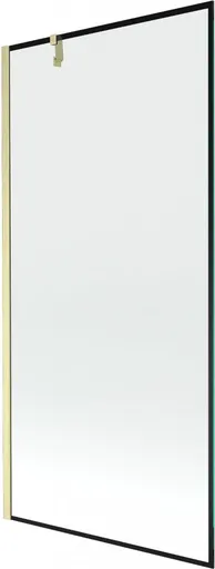 MEXEN/S Next vanová zástěna FIX 90 x 150, černá vzor, zlatá kartáčovaná 895-090-000-00-70-55