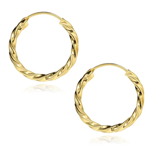 Zlaté náušnice ze 14K zlata s efektem spirálového kruhu