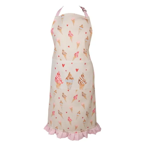 Béžová bavlněná zástěra se zmrzlinou Frosty And Sweet  - 70*85 cm Clayre & Eef